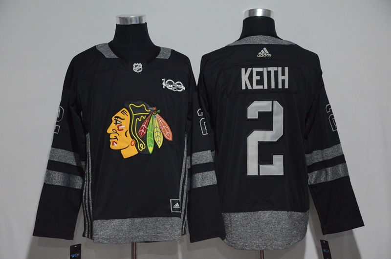 NHL Chicago Blackhawks #2 Keith Black 1917-2017 100th Anniversary Stitched Jersey->->NHL Jersey